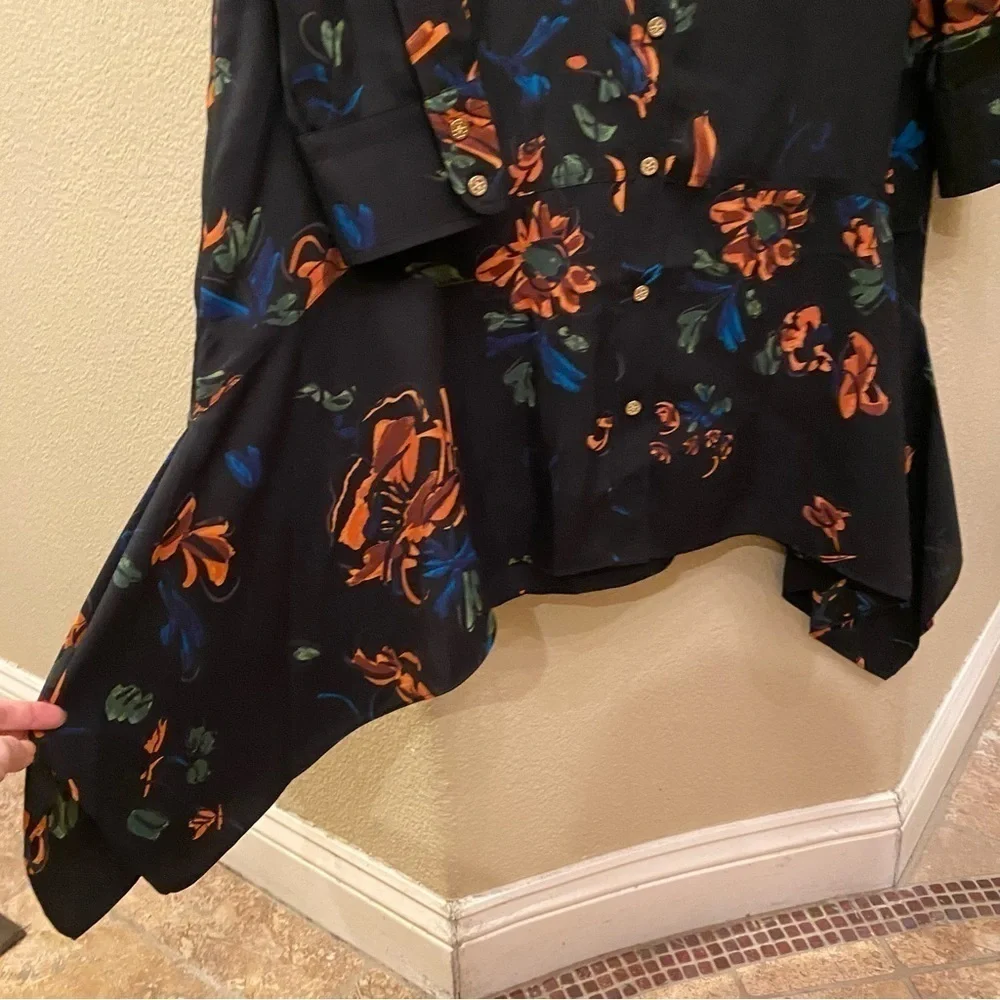 NWT~TORY BURCH Women Asymmetrical Hem Floral Cora Dress Size 14